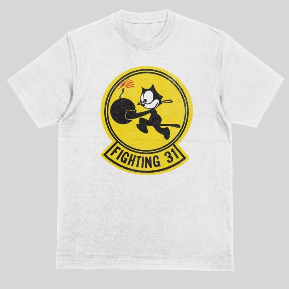 VF-31 Fightin Tomcatters T-shirt Unisex Cotton Vintage Logo Pilot Felix Squadron